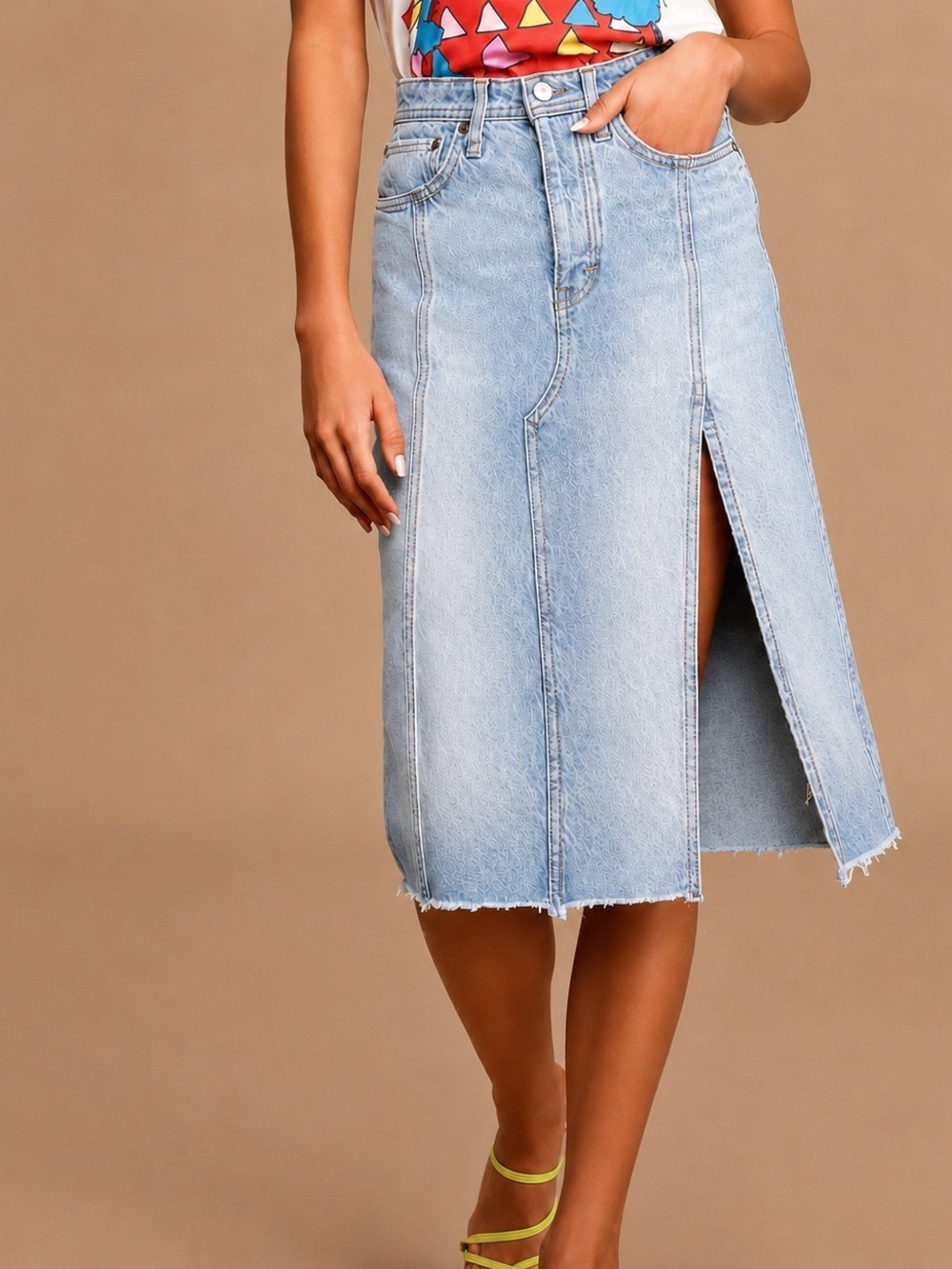 We the Free Mambo midi denim skirt, size 24